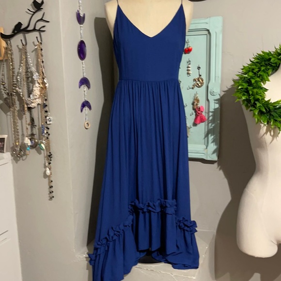 Belle Badgley Mischka Blue Midi Dress Size 4 - Picture 1 of 5